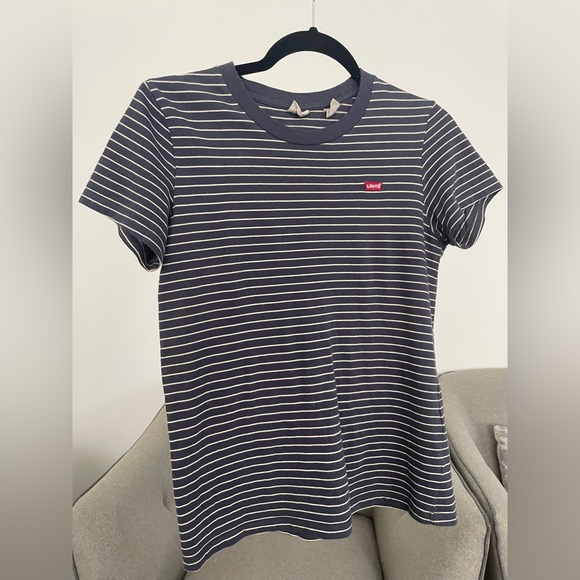 Levi's Navy and White Striped Short Sleeve Tee - Picture 2 of 5